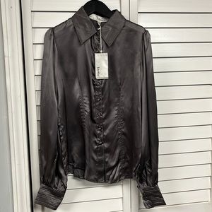 Satin long sleeve button up shirt